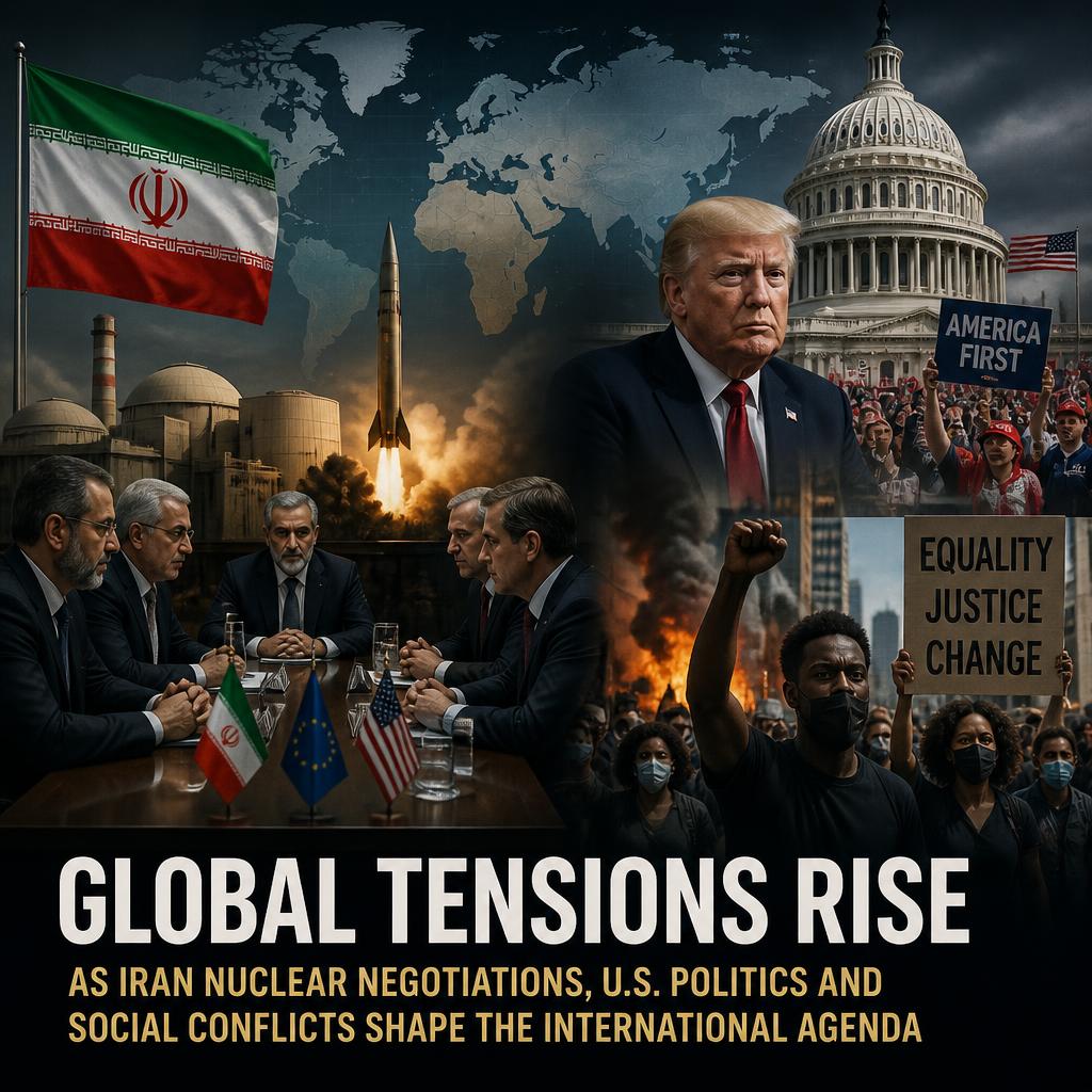 Global Tensions Rise as Iran Nuclear Negotiations, U.S. Politics and Social Conflicts Shape the International Agenda