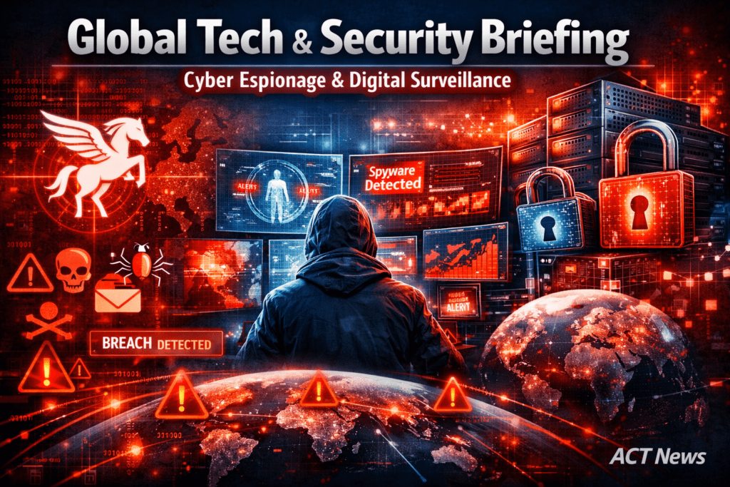 ACT NEWS — GLOBAL TECH & SECURITY BRIEFING Spyware Scandal, AI Infrastructure Costs, and Big Tech Power Expansion