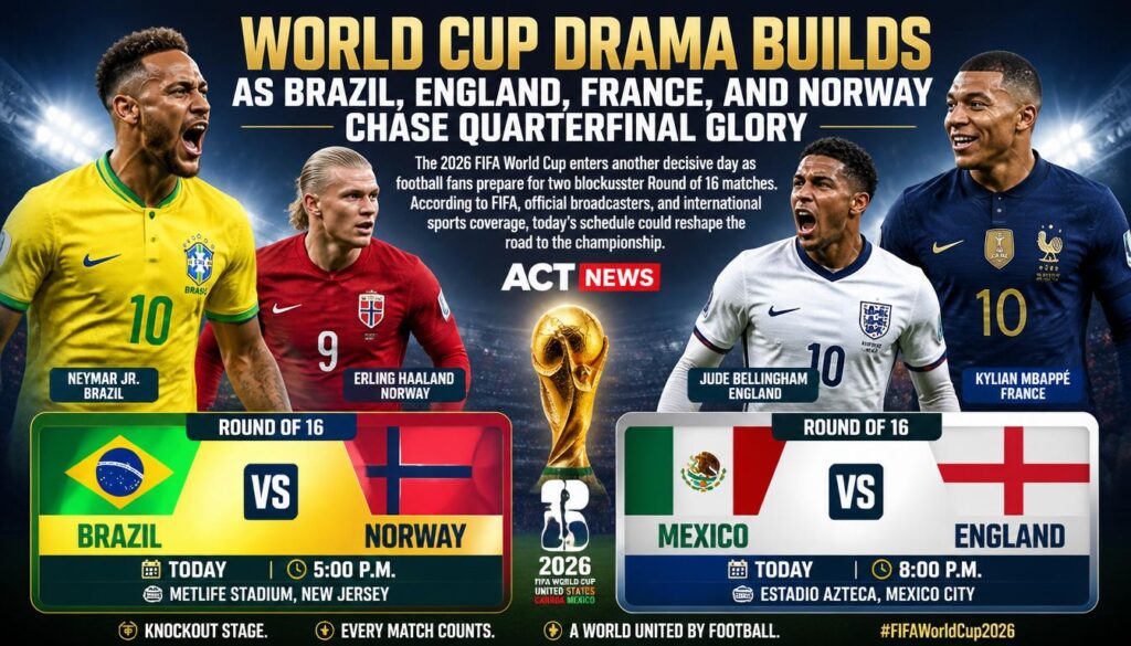 World Cup Drama Builds as Brazil, England, France, and Norway Chase Quarterfinal Glory