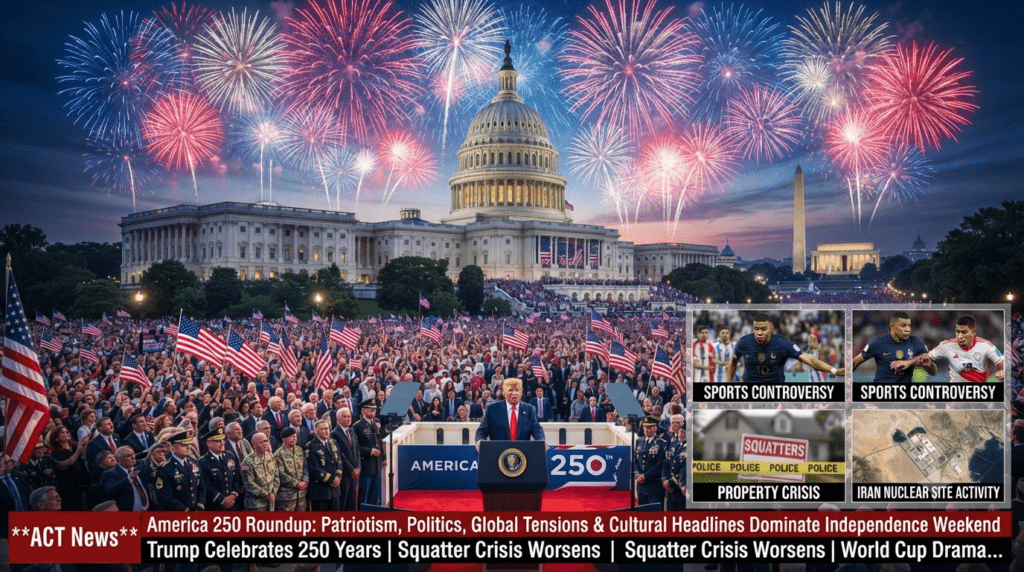 America Celebrates 250 Years of Independence as Global Headlines Span Politics, Security and Sports